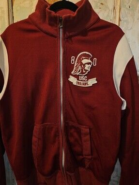 USC Trojans Full Zip Track Jacket Men's Large Cardinal Red Embroidered NCAA
